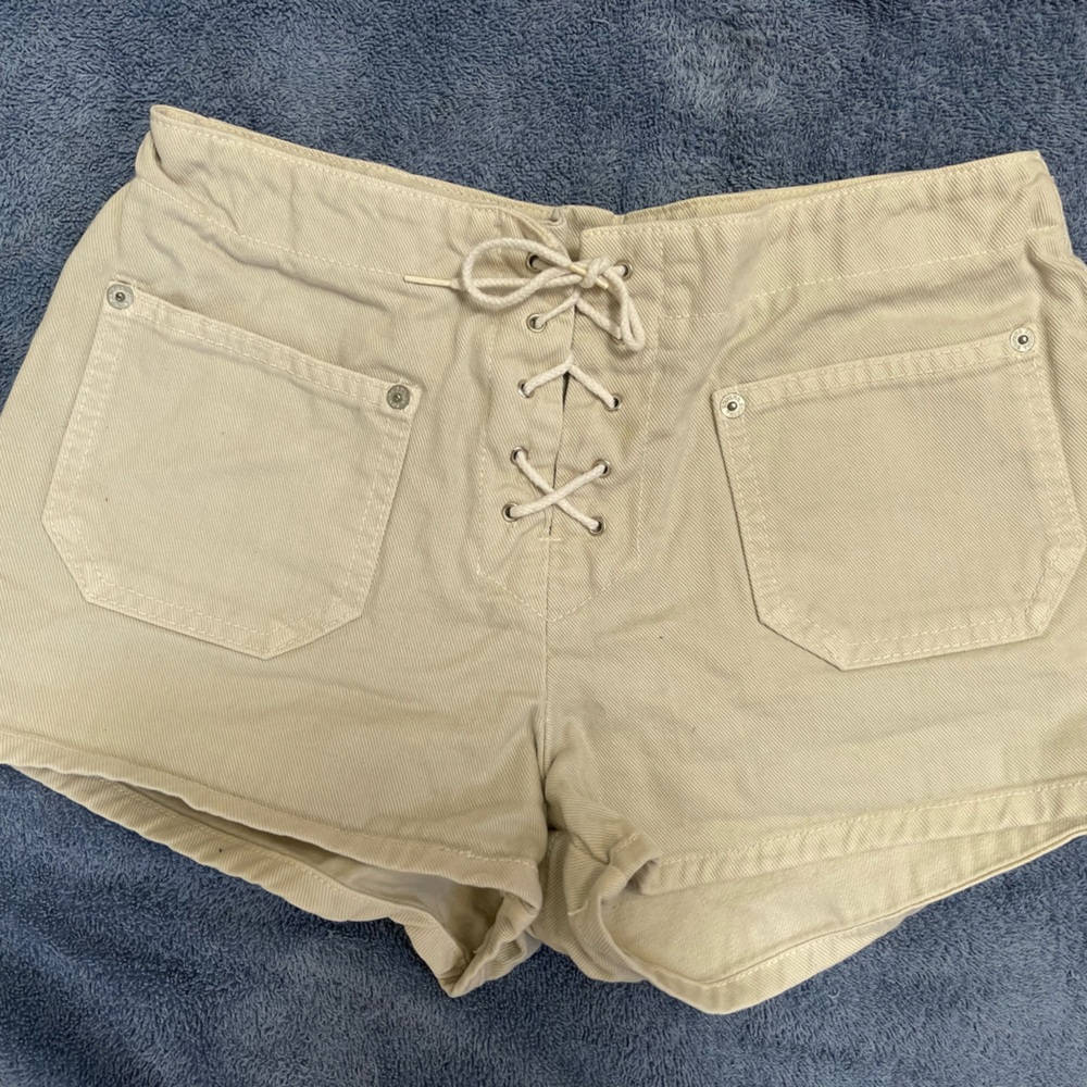 Eunina Vintage Y2K Low Rise Lace-Up Denim Shorts Size 9
